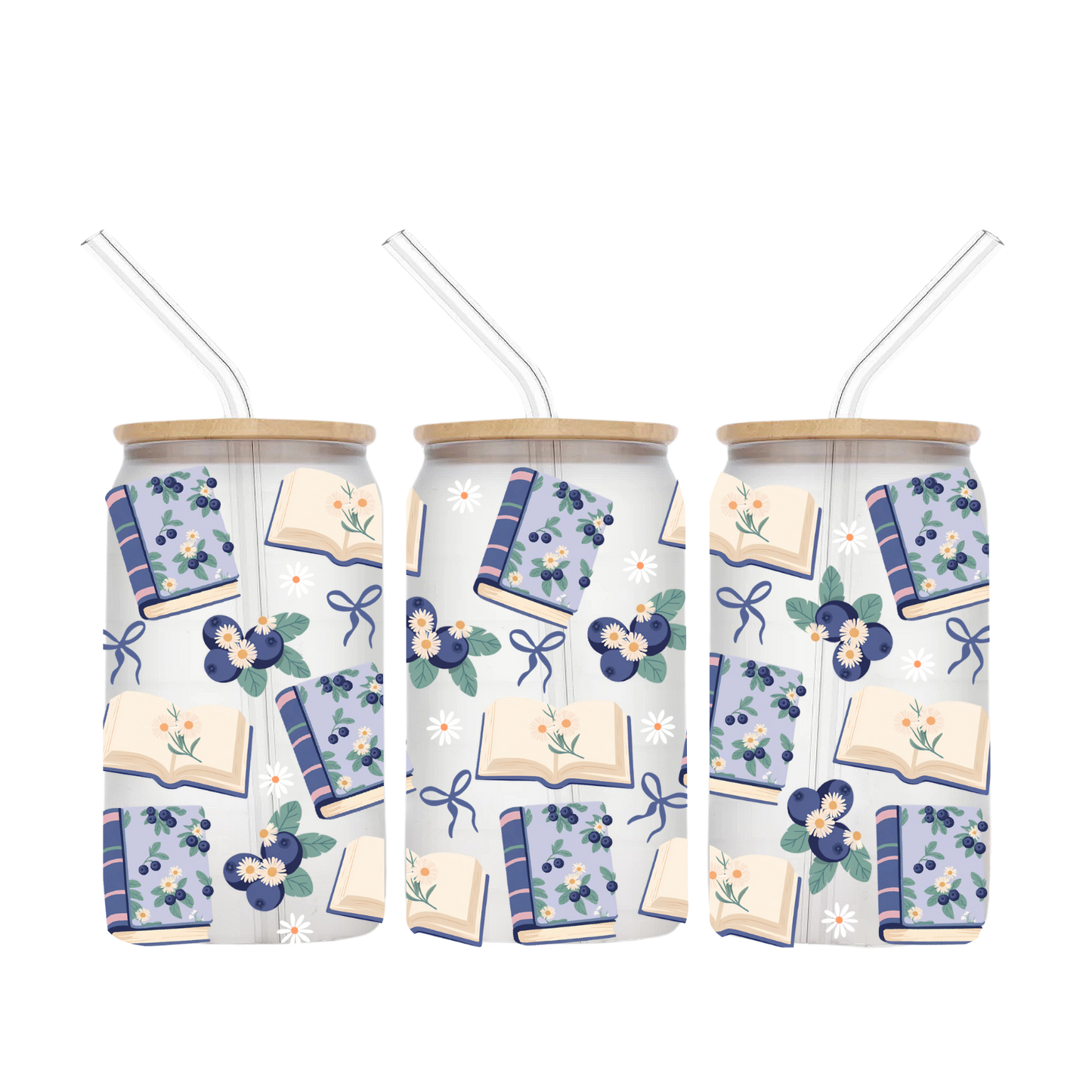 Blueberry Bookish Coquette - 16OZ Glass Cup
