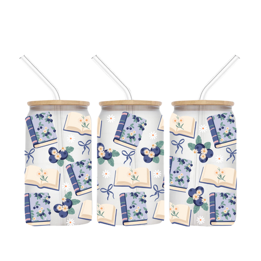 Blueberry Bookish Coquette - 16OZ Glass Cup