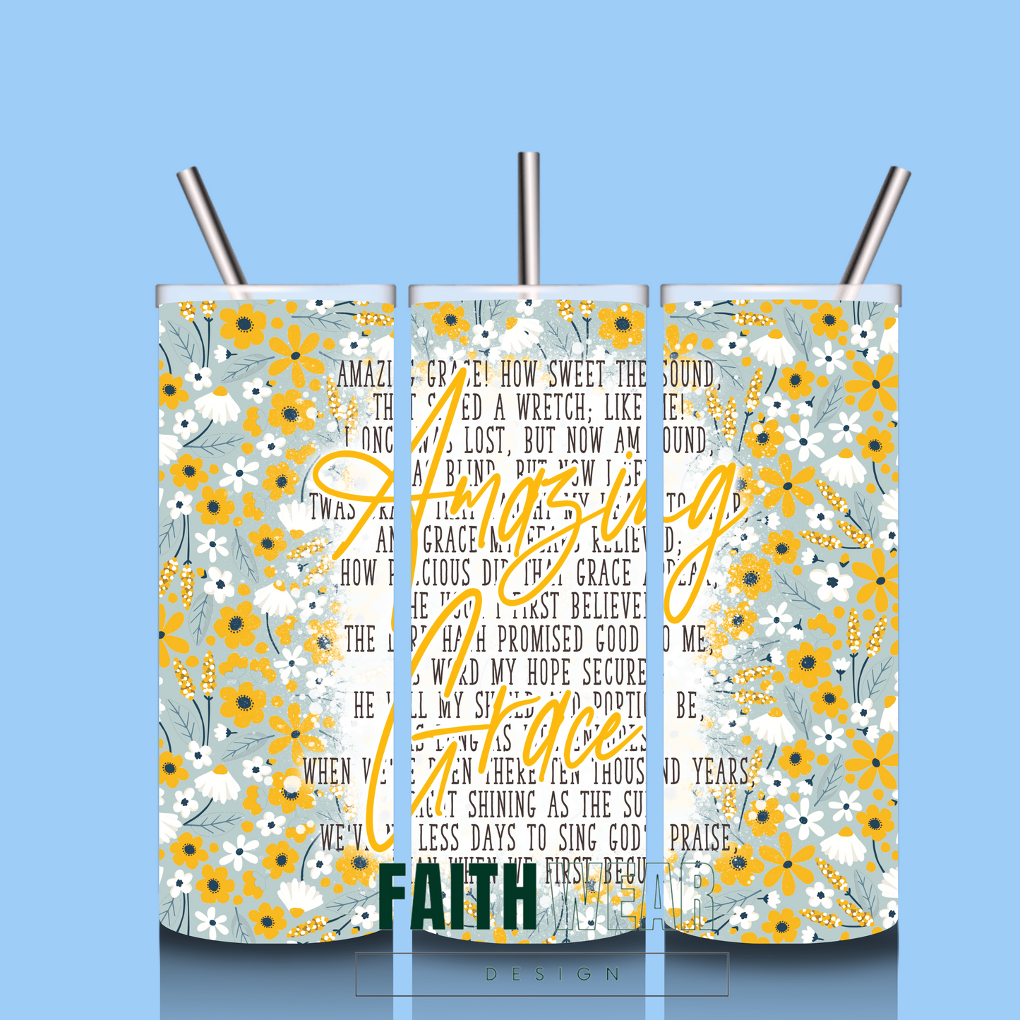 Amazing Grace 20oz Tumbler with straw