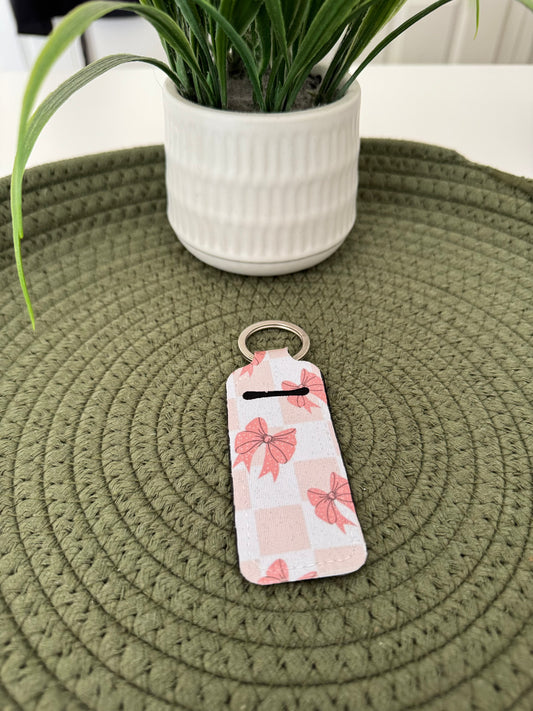 Pink Bows - Chapstick Keychain